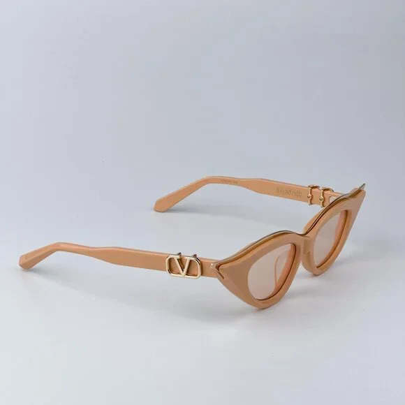 Valentino Women Sunglasses Beige Gold Nude Cat Eye V - GOLDCUT - II VLS-114C-49 Valentino VLS114-C V-Goldcut II Beige Cat Eye Sunglasses  main image 3